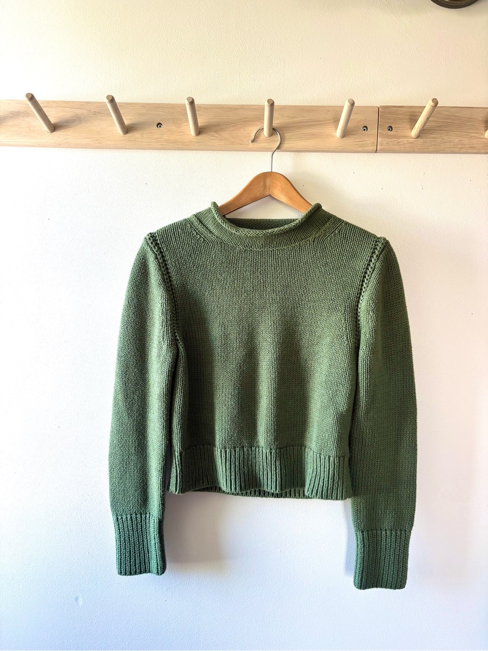 J Crew Roll Neck Olive Green Women's Knit Sweater